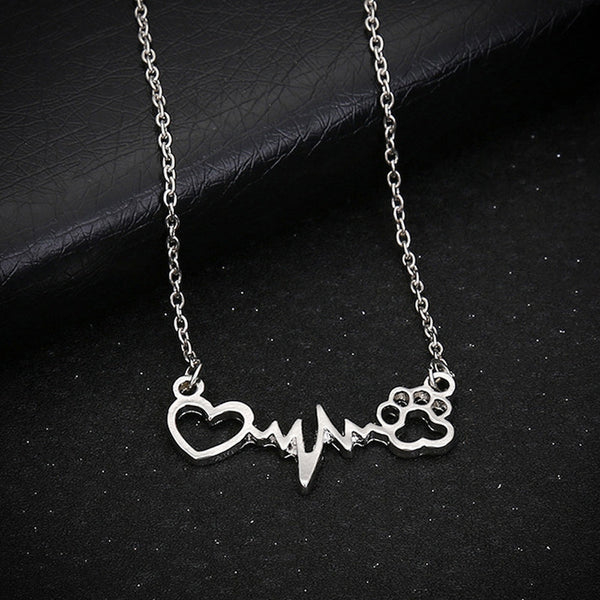 Necklace crystal rhinestone dog paw for women 01