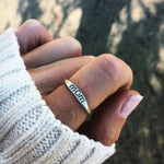 Fashionable Carved Letter Mom Silver Ring 01
