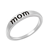 Fashionable Carved Letter Mom Silver Ring 02