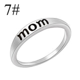 Fashionable Carved Letter Mom Silver Ring 03